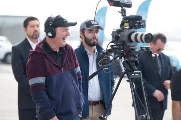 camera man laughing during the engineering & public works roadshow event