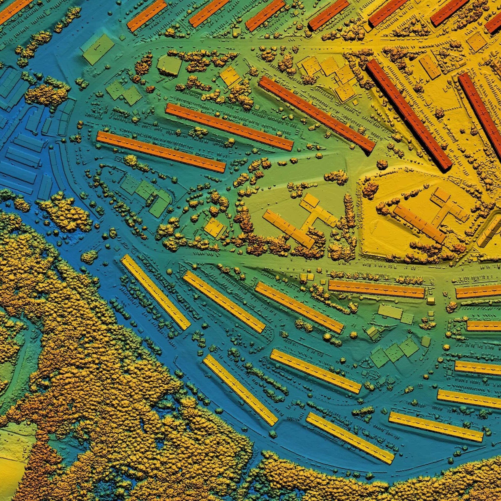 Digital elevation model. GIS 3D illustration made after proccesion