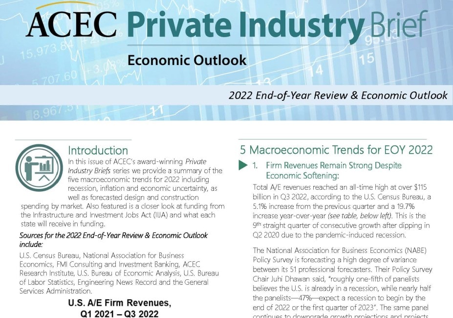 Cover of ACEC Private Industry Brief - 2022 End-of-Year Review and Economic Outlook