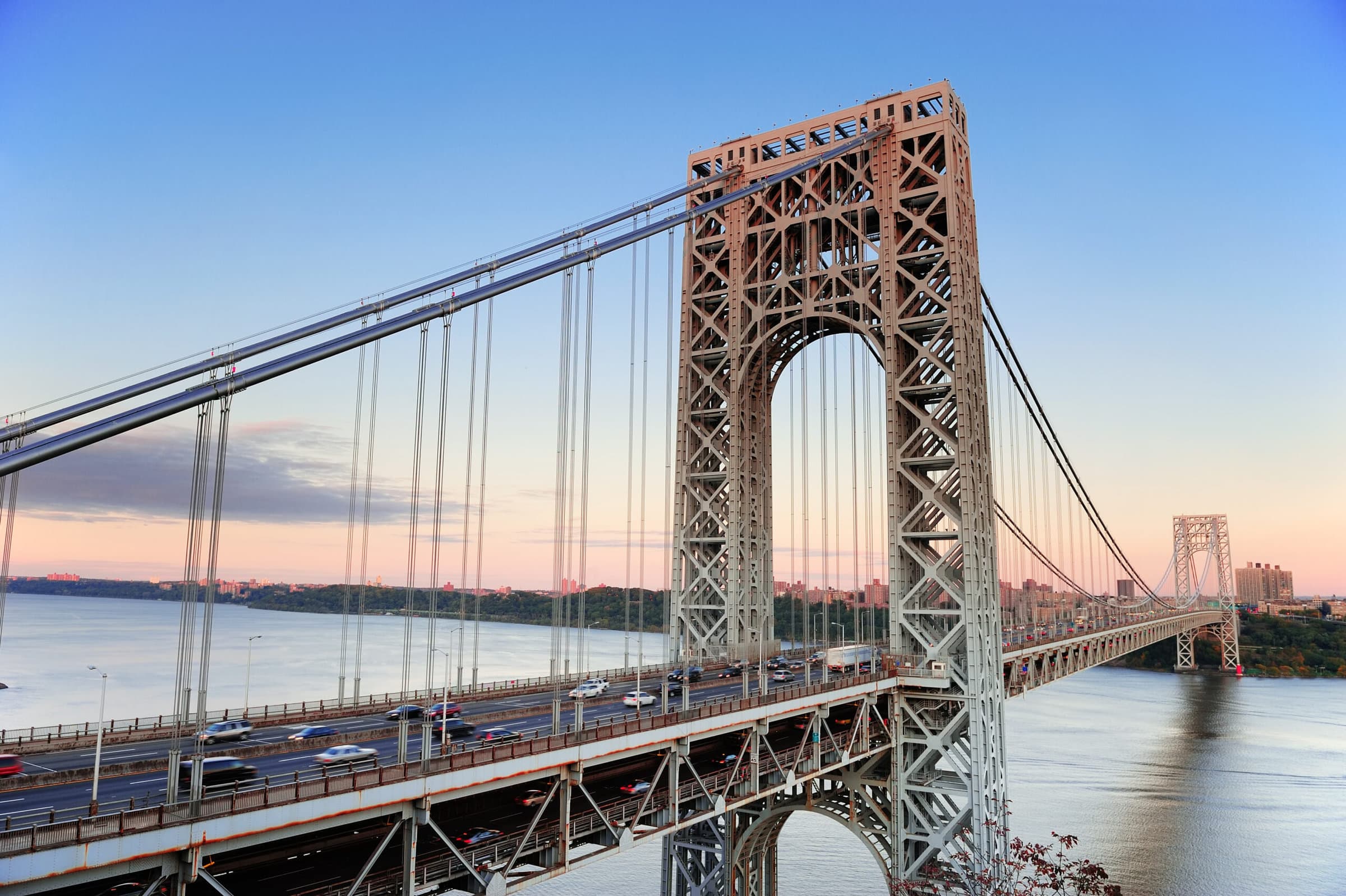 George,Washington,Bridge,At,Sunset,Over,Hudson,River.