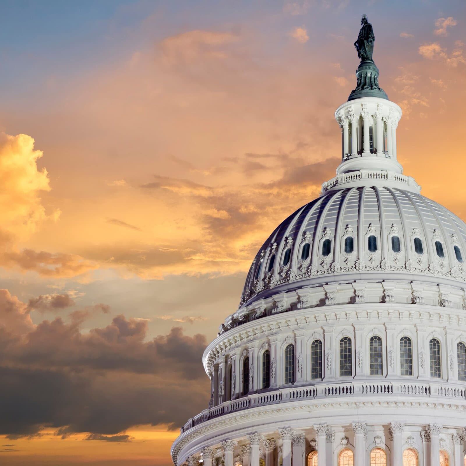 US Capitol Dome at Sunset